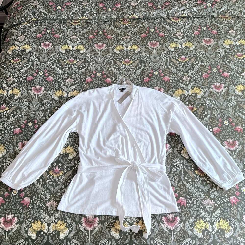J. Crew White Wrap Blouse